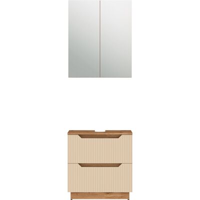 Conjunto De Muebles De Baño Lotta, Rayas Roble/cachemira, 2 Partes, Vicco Conjunto De Muebles De Baño Lotta, Rayas Roble/cachemira, 2 Partes, Vicco