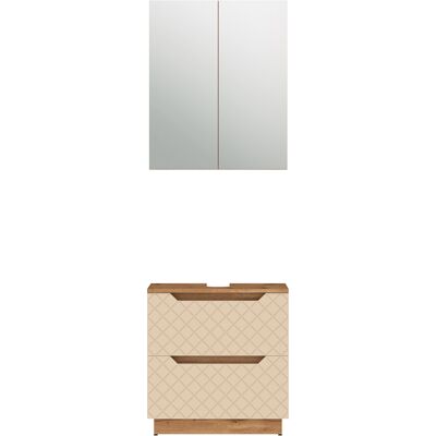 Conjunto De Muebles De Baño Lotta, Roble/gris Con Estructura De Teja, 2 Partes, Vicco Conjunto De Muebles De Baño Lotta, Roble/gris Con Estructura De Teja, 2 Partes, Vicco