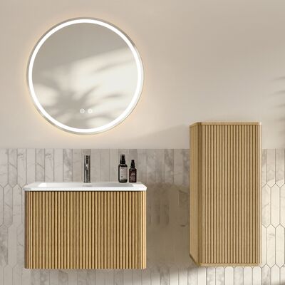 JHY DESIGN Conjunto De Muebles De Baño Con Lavabo Y Espejo Led, Mueble De Baño Suspendido De 60 Cm Con Lavabo, Espejo De Baño Redondo. JHY DESIGN Conjunto De Muebles De Baño Con Lavabo Y Espejo Led, Mueble De Baño Suspendido De 60 Cm Con Lavabo, Espejo De Baño Redondo.