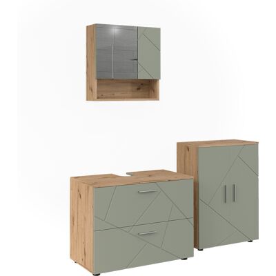 Conjunto De Muebles De Baño De 3 Piezas Irma, Verde Salvia, 3 Partes, Vicco Conjunto De Muebles De Baño De 3 Piezas Irma, Verde Salvia, 3 Partes, Vicco