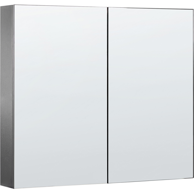 Beliani - Mueble De Baño Con Espejo 80 X 70 Cm Almacenaje Minimalista Moderno De Pared 2 Puertas 2 Estantes Negro Navarra Beliani - Mueble De Baño Con Espejo 80 X 70 Cm Almacenaje Minimalista Moderno De Pared 2 Puertas 2 Estantes Negro Navarra