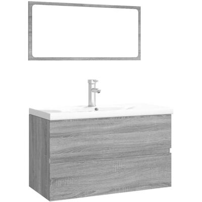 HELLOSHOP26 Muebles De Baño Conjunto Almacenamiento Práctico Pared 80 X 39,5 X 45 Cm Madera Contrachapada Gris 020055246 HELLOSHOP26 Muebles De Baño Conjunto Almacenamiento Práctico Pared 80 X 39,5 X 45 Cm Madera Contrachapada Gris 020055246