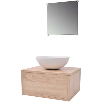 HELLOSHOP26 Conjunto De Muebles De Baño Con Espejo, Armario Y Lavabo 40 X 34 X 20 Cm De Estilo Moderno En Aglomerado Beige 020046354 HELLOSHOP26 Conjunto De Muebles De Baño Con Espejo, Armario Y Lavabo 40 X 34 X 20 Cm De Estilo Moderno En Aglomerado Beige 020046354