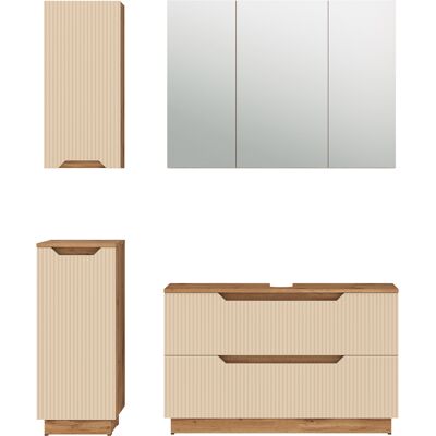 Conjunto De Muebles De Baño Lotta, Rayas Roble/cachemira, 4 Partes, Vicco Conjunto De Muebles De Baño Lotta, Rayas Roble/cachemira, 4 Partes, Vicco