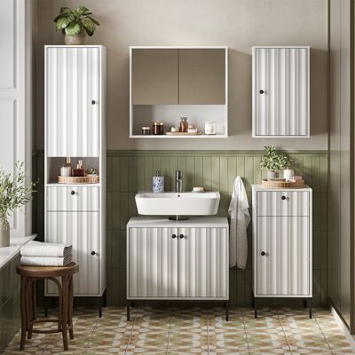 Juego De Muebles De Baño Eliza, Ondulación Blanca, 5 Partes, Vicco Juego De Muebles De Baño Eliza, Ondulación Blanca, 5 Partes, Vicco