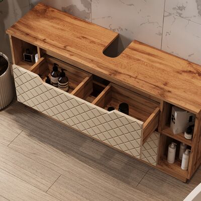Mueble Bajo Lavabo Lotta, Roble/cachemira Con Estructura De Azulejos, 119.2 X 62.5 Cm Con 2 Cajones, Vicco Mueble Bajo Lavabo Lotta, Roble/cachemira Con Estructura De Azulejos, 119.2 X 62.5 Cm Con 2 Cajones, Vicco