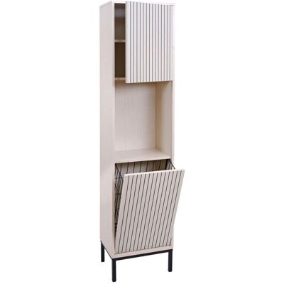DÉCOSHOP26 Mueble De Baño Con Cesto Para Ropa Integrado 2 Puertas Con Cierre Suave 174x39x30 Cm Mdf Melaminado Efecto Madera Beige 040009217 DÉCOSHOP26 Mueble De Baño Con Cesto Para Ropa Integrado 2 Puertas Con Cierre Suave 174x39x30 Cm Mdf Melaminado Efecto Madera Beige 040009217