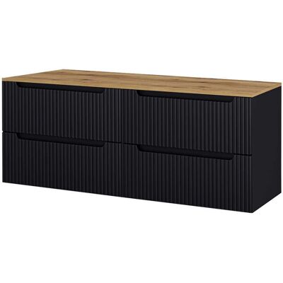 HELLOSHOP26 Mueble Doble Lavabo 161 X 60 X 40 Cm Negro Efecto Roble 030009965 HELLOSHOP26 Mueble Doble Lavabo 161 X 60 X 40 Cm Negro Efecto Roble 030009965
