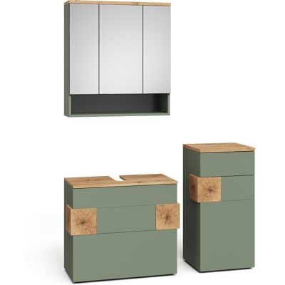 Conjunto De Muebles De Baño De 3 Piezas Eden, Verde/artesano, 3 Partes, Vicco Conjunto De Muebles De Baño De 3 Piezas Eden, Verde/artesano, 3 Partes, Vicco