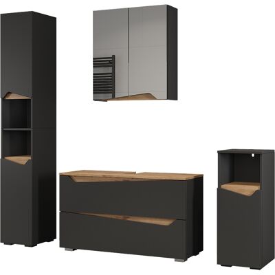 Conjunto De Muebles De Baño Marelle, Antracita/roble Artesanal, 4 Piezas, Vicco Conjunto De Muebles De Baño Marelle, Antracita/roble Artesanal, 4 Piezas, Vicco