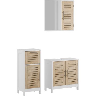 Conjunto De Muebles De Baño De 3 Piezas Looma, Blanco/roble, 3 Partes, Vicco Conjunto De Muebles De Baño De 3 Piezas Looma, Blanco/roble, 3 Partes, Vicco