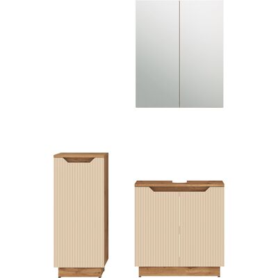 Conjunto De Muebles De Baño De 3 Piezas Lotta, Rayas Roble/cachemira, 3 Partes, Vicco Conjunto De Muebles De Baño De 3 Piezas Lotta, Rayas Roble/cachemira, 3 Partes, Vicco
