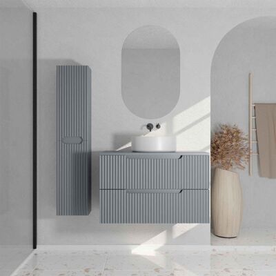 Aurlane - LEON - Gris Ratón - Frentes ondulados - Mueble de baño Aurlane - LEON - Gris Ratón - Frentes ondulados - Mueble de baño