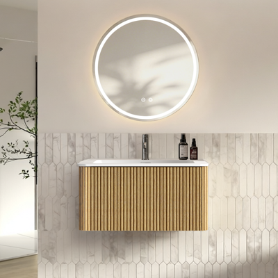 JHY DESIGN Conjunto De Muebles De Baño Con Espejo, Mueble De Lavabo De 80 Cm Con Mueble Bajo, Armario De Baño Suspendido, Premontado, Armario A Rayas Con Un Cajón, Acabado En Roble. JHY DESIGN Conjunto De Muebles De Baño Con Espejo, Mueble De Lavabo De 80 Cm Con Mueble Bajo, Armario De Baño Suspendido, Premontado, Armario A Rayas Con Un Cajón, Acabado En Roble.