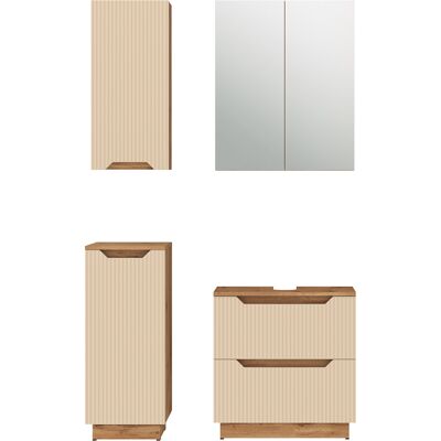 Conjunto De Muebles De Baño Lotta, Rayas Roble/cachemira, 4 Partes, Vicco Conjunto De Muebles De Baño Lotta, Rayas Roble/cachemira, 4 Partes, Vicco