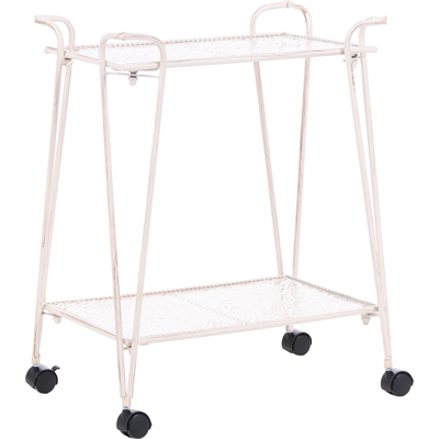 BELIANI Estantería De Metal Para Baño Carrito Con Ruedas De Dos Niveles Blanco Yumbilla BELIANI Estantería De Metal Para Baño Carrito Con Ruedas De Dos Niveles Blanco Yumbilla