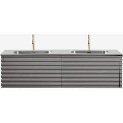 Conjunto De Mueble De Baño Suspendido 160x50 Cm En Madera Con Lavabos Integrados Noura Sklum Conjunto De Mueble De Baño Suspendido 160x50 Cm En Madera Con Lavabos Integrados Noura Sklum