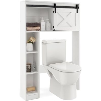Costway - Armario De Almacenamiento Sobre El Inodoro Wc, Estante De Baño Con Puerta Corredera & Estantes De Almacenaje, Estantería Multifuncional Para Baño, Lavandería, 84 X 17 X 128 Cm (blanco) Costway - Armario De Almacenamiento Sobre El Inodoro Wc, Estante De Baño Con Puerta Corredera & Estantes De Almacenaje, Estantería Multifuncional Para Baño, Lavandería, 84 X 17 X 128 Cm (blanco)