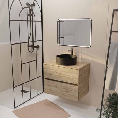 Aurlane Mueble de baño Timber 70 - Roble, Cierre suave, Espejo LED Aurlane Mueble de baño Timber 70 - Roble, Cierre suave, Espejo LED