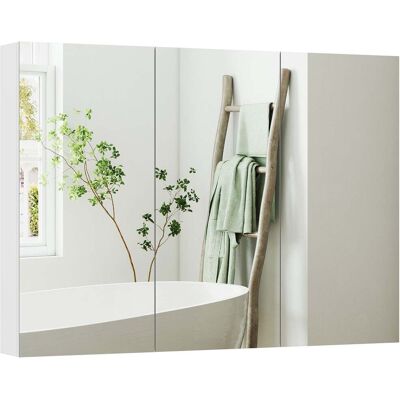 HELLOSHOP26 Armario De Pared Para Baño Con Triple Espejo 91.5 X 11.5 X 65 Cm Estantes Ajustables Almacenamiento Moderno Y Compacto De Mdf Blanco 210002096 HELLOSHOP26 Armario De Pared Para Baño Con Triple Espejo 91.5 X 11.5 X 65 Cm Estantes Ajustables Almacenamiento Moderno Y Compacto De Mdf Blanco 210002096