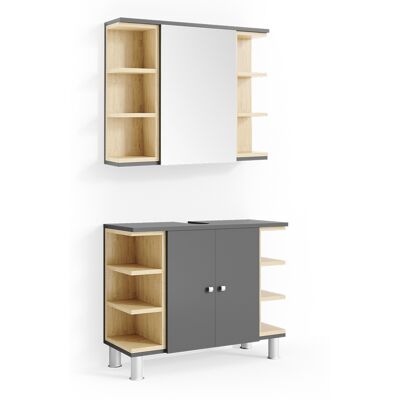 Conjunto de muebles de baño Vicco Antracita/Sonoma - Tipo de baño Conjunto de muebles de baño Vicco Antracita/Sonoma - Tipo de baño