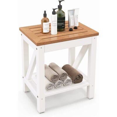Costway Banco De Ducha De 2 Niveles, Taburete De Baño De Spa Con Estante De Almacenamiento Para Ducha Interior Y Afeitado De Piernas, Banco De Ducha Impermeable Para Personas Mayores (43 X 32 X 47 Cm) Costway Banco De Ducha De 2 Niveles, Taburete De Baño De Spa Con Estante De Almacenamiento Para Ducha Interior Y Afeitado De Piernas, Banco De Ducha Impermeable Para Personas Mayores (43 X 32 X 47 Cm)