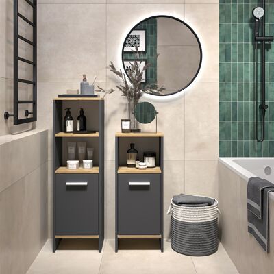 Conjunto De Muebles De Baño Karli, Antracita/roble Dorado, 2 Partes, Vicco Conjunto De Muebles De Baño Karli, Antracita/roble Dorado, 2 Partes, Vicco