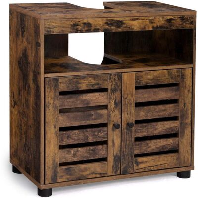 HELLOSHOP26 Mueble Para Lavabo Mueble De Baño Armario De Almacenamiento 60 X 30 X 63 Cm Con 2 Puertas De Persiana Estante Ajustable Marrón Rústico 120003210 HELLOSHOP26 Mueble Para Lavabo Mueble De Baño Armario De Almacenamiento 60 X 30 X 63 Cm Con 2 Puertas De Persiana Estante Ajustable Marrón Rústico 120003210