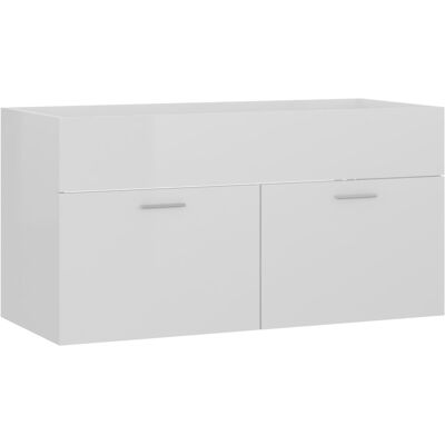 Mueble de lavabo blanco brillante vidaXL con almacenamiento - Baño Mueble de lavabo blanco brillante vidaXL con almacenamiento - Baño