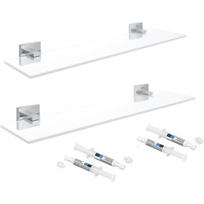 Juego De 2 Estantes Grohe Start Cube 53 Cm Cromados + 2 Grohe Quickglue A2 Para Acceso Con Dos Placas De Fijación Juego De 2 Estantes Grohe Start Cube 53 Cm Cromados + 2 Grohe Quickglue A2 Para Acceso Con Dos Placas De Fijación