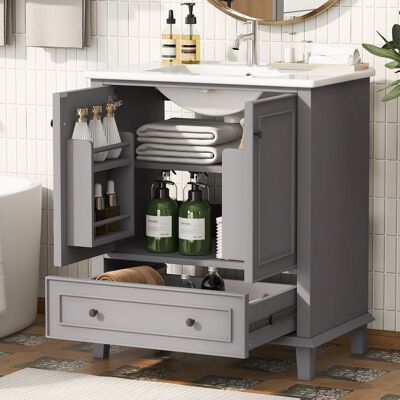 JHY DESIGN Mueble De Baño Independiente De 76 X 46 X 87 Cm Con Lavabo Integrado, Patas De Madera Maciza, Totalmente Lacado, Resistente A La Humedad Y Al Agua, Con Espacio De Almacenamiento. JHY DESIGN Mueble De Baño Independiente De 76 X 46 X 87 Cm Con Lavabo Integrado, Patas De Madera Maciza, Totalmente Lacado, Resistente A La Humedad Y Al Agua, Con Espacio De Almacenamiento.