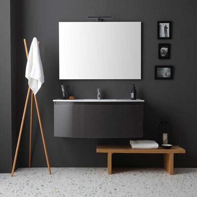 Kiamami Valentina - Armario de baño suspendido curvo - Gris pizarra - Tipo de baño Kiamami Valentina - Armario de baño suspendido curvo - Gris pizarra - Tipo de baño