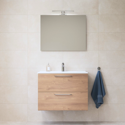 Vitra - Mueble De Baño Mia Set 79x39,5x61 Cm Icluye Lavabo Cerámica, Espejo Y Aplique Led Ip44 6500 (miaset80d) Roble Golden Vitra - Mueble De Baño Mia Set 79x39,5x61 Cm Icluye Lavabo Cerámica, Espejo Y Aplique Led Ip44 6500 (miaset80d) Roble Golden