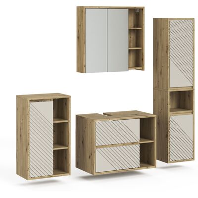 Conjunto De Muebles De Baño Viola, Roble Artesanal, 4 Partes, Vicco Conjunto De Muebles De Baño Viola, Roble Artesanal, 4 Partes, Vicco