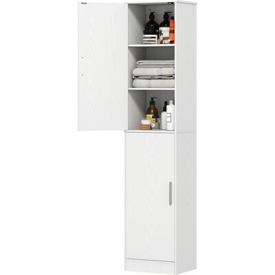 JHY DESIGN Mueble De Baño Con 2 Armarios Y 6 Estantes Regulables, De Madera, 40 X 35 X 180 Cm, Blanco. JHY DESIGN Mueble De Baño Con 2 Armarios Y 6 Estantes Regulables, De Madera, 40 X 35 X 180 Cm, Blanco.