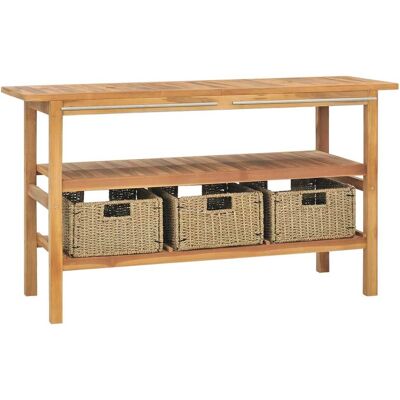 vidaxl Gabinete de baño con 3 cestas de madera de teca 132x45x75cm vidaxl Gabinete de baño con 3 cestas de madera de teca 132x45x75cm