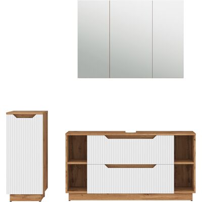 Conjunto De Muebles De Baño De 3 Piezas Lotta, Roble/rayas Blancas, 3 Partes, Vicco Conjunto De Muebles De Baño De 3 Piezas Lotta, Roble/rayas Blancas, 3 Partes, Vicco