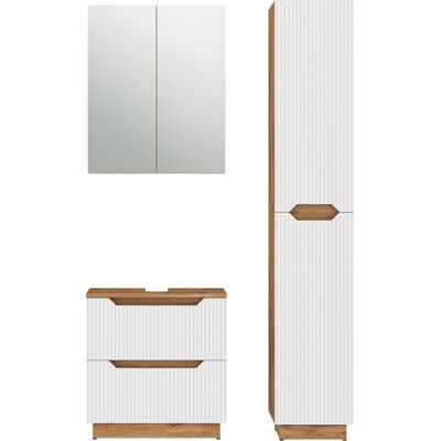 Juego De Muebles De Baño De 3 Piezas Lotta, Roble/rayas Blancas, 3 Partes, Vicco Juego De Muebles De Baño De 3 Piezas Lotta, Roble/rayas Blancas, 3 Partes, Vicco