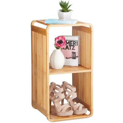 Relaxdays - Estantería De Bambú, Organizador Redondeado, Mueble Con Tres Estantes, Cuadrado, Marrón, 64,7x33x33 Cm Relaxdays - Estantería De Bambú, Organizador Redondeado, Mueble Con Tres Estantes, Cuadrado, Marrón, 64,7x33x33 Cm