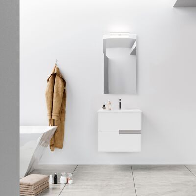 Aurlane - 60 cm Blanco Glossy - 2 cajones - Lavabo cerámica - Tocador baño Aurlane - 60 cm Blanco Glossy - 2 cajones - Lavabo cerámica - Tocador baño