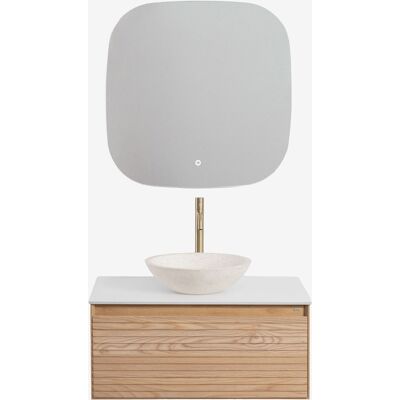 Conjunto De Mueble De Baño Suspendido 80x50 Cm En Madera De Fresno Tedrik Sklum Conjunto De Mueble De Baño Suspendido 80x50 Cm En Madera De Fresno Tedrik Sklum