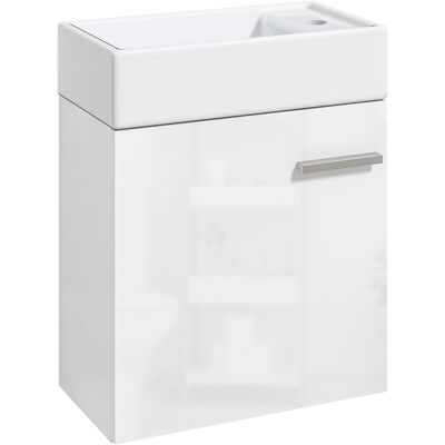 JHY DESIGN Mueble De Baño Con Lavabo Suspendido, Puerta Con Cierre Suave Y Armario, 40 X 23 X 50 Cm, Blanco Brillante. JHY DESIGN Mueble De Baño Con Lavabo Suspendido, Puerta Con Cierre Suave Y Armario, 40 X 23 X 50 Cm, Blanco Brillante.