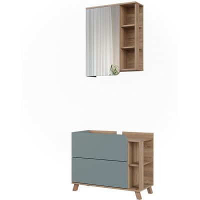 Conjunto De Muebles De Baño Karen, Azul/sonoma, 2 Piezas, Vicco Conjunto De Muebles De Baño Karen, Azul/sonoma, 2 Piezas, Vicco
