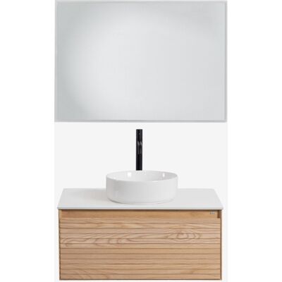 Conjunto De Mueble De Baño Suspendido 80x50 Cm En Madera De Fresno Tedrik Sklum Conjunto De Mueble De Baño Suspendido 80x50 Cm En Madera De Fresno Tedrik Sklum