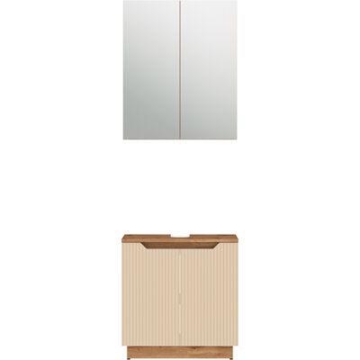 Conjunto De Muebles De Baño Lotta, Rayas Roble/cachemira, 2 Partes, Vicco Conjunto De Muebles De Baño Lotta, Rayas Roble/cachemira, 2 Partes, Vicco