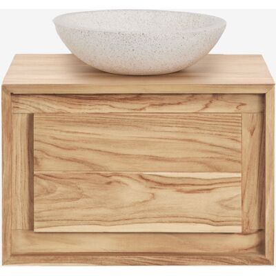 Conjunto De Mueble De Baño Suspendido 60x45 Cm En Madera De Teca Jabari Sklum Conjunto De Mueble De Baño Suspendido 60x45 Cm En Madera De Teca Jabari Sklum