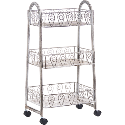 BELIANI Estantería De Metal Para Baño Carrito Con Ruedas De 3 Niveles Beige Claro Valparaiso BELIANI Estantería De Metal Para Baño Carrito Con Ruedas De 3 Niveles Beige Claro Valparaiso