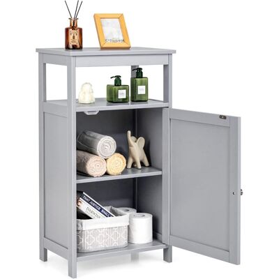 Costway Armario Del Baño, Armario Multifuncional Con Puerta Individual Y Repisa Regulable, Organizador, Mesita Auxiliar (gris) Costway Armario Del Baño, Armario Multifuncional Con Puerta Individual Y Repisa Regulable, Organizador, Mesita Auxiliar (gris)