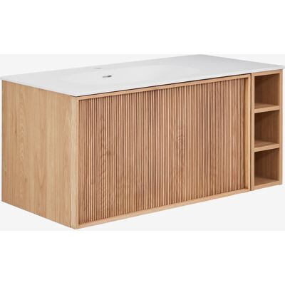 Conjunto De Mueble De Baño 100x50 Cm Suspendido En Madera Con Lavabo Integrado Endika Sklum Conjunto De Mueble De Baño 100x50 Cm Suspendido En Madera Con Lavabo Integrado Endika Sklum