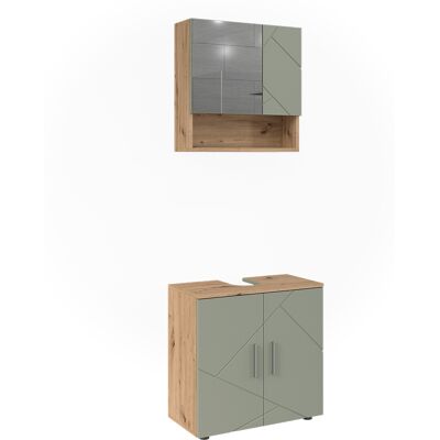 Conjunto De Muebles De Baño Irma, Verde Salvia, 2 Partes, Vicco Conjunto De Muebles De Baño Irma, Verde Salvia, 2 Partes, Vicco